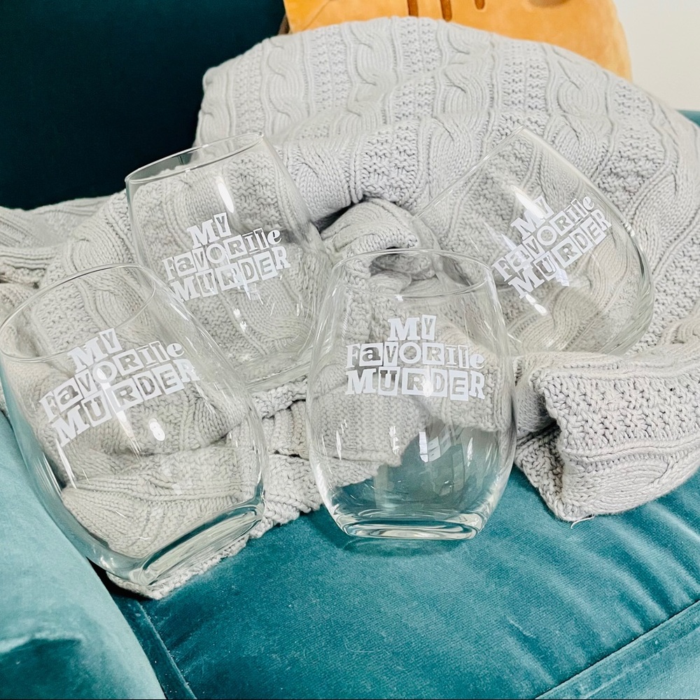 NIB - My Favorite Murder stemless wine glasses (4)